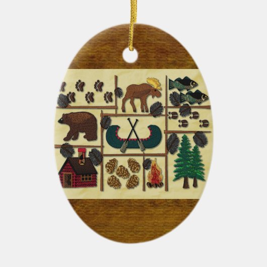 Rustic Lodge Country Cabin Kerstmis Keramisch Ornament (Voorkant)