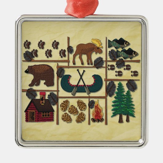 Rustic Lodge Country Cabin Kerstmis Metalen Ornament (Voorkant)