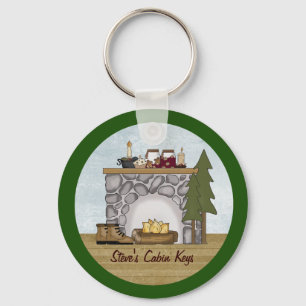 Rustic Lodge Country Cabin Keys met aangepaste naa Sleutelhanger