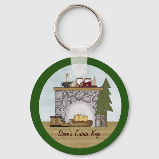 Rustic Lodge Country Cabin Keys met aangepaste naa Sleutelhanger (Voorkant)