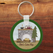 Rustic Lodge Country Cabin Keys met aangepaste naa Sleutelhanger (Voorkant)