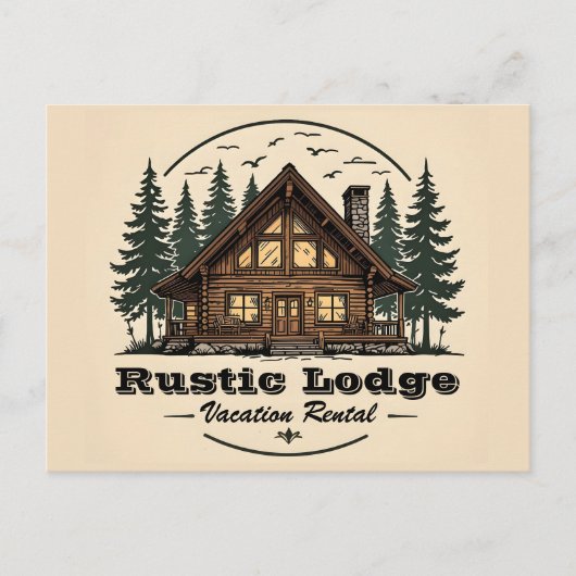 Rustic Lodge Vakantieverhuur Briefkaart (Voorkant)