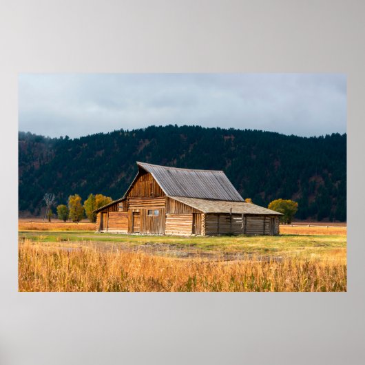Rustic log barn in Grand Teton National Park, Wyom Poster (Voorkant)