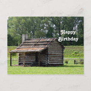 Rustic Log Cabin foto Birthday Briefkaart