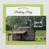 Rustic Log Cabin foto Birthday Kaart (Voorkant / Achterkant)