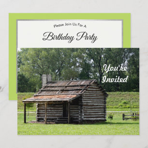 Rustic Log Cabin foto Birthday Kaart