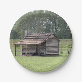 Rustic Log Cabin foto Papieren Bordje