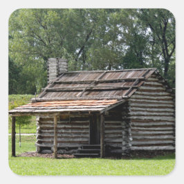 Rustic Log Cabin foto Vierkante Sticker