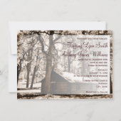 Rustic Log Cabin in Bossen Blauwgroen huwelijksuit Kaart (Achterkant)