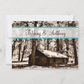 Rustic Log Cabin in Bossen Blauwgroen huwelijksuit Kaart (Voorkant)