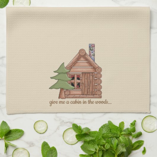 Rustic Log Cabin Kitchen Towel Theedoek (Gevouwen)