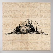 Rustic Log Cabin Natuur Forest Art script Poster (Voorkant)