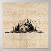 Rustic Log Cabin Natuur Forest Art script Poster (Voorkant)
