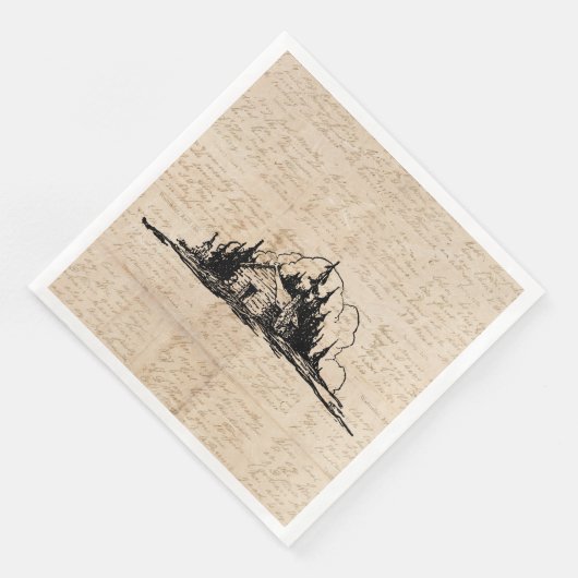 Rustic Log Cabin Natuur Forest Art  script Servet (Hoek)