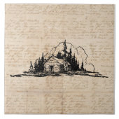 Rustic Log Cabin Natuur Forest Art  script Tegeltje (Voorkant)