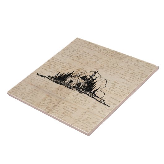 Rustic Log Cabin Natuur Forest Art  script Tegeltje (Zijkant)