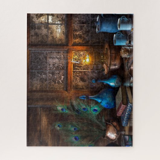 Rustic log Cabin op plaats van lamplight Legpuzzel (Verticaal)