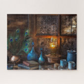 Rustic log Cabin op plaats van lamplight Legpuzzel (Horizontaal)