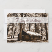 Rustic Log Cabin Pine Trees Wedding Invitations Kaart (Voorkant)