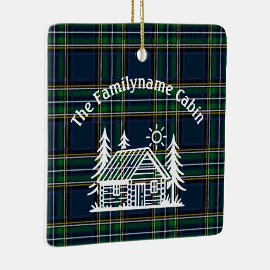 Rustic Log Cabin Tartan Keramisch Ornament (Rechts)