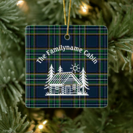 Rustic Log Cabin Tartan Keramisch Ornament