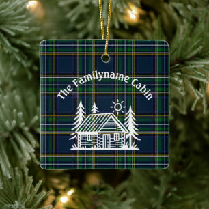 Rustic Log Cabin Tartan Keramisch Ornament