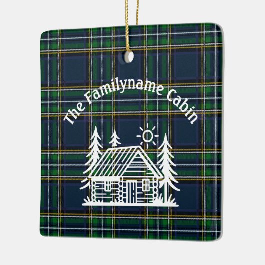 Rustic Log Cabin Tartan Keramisch Ornament (Links)