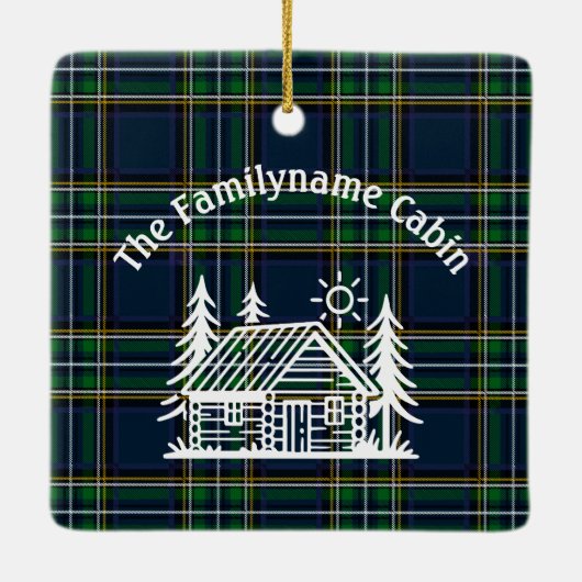 Rustic Log Cabin Tartan Keramisch Ornament (Achterkant)
