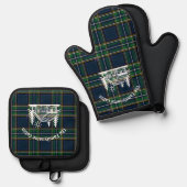 Rustic Log Cabin Tartan Ovenwant & Pannenlap Set (Voorkant / Achterkant)