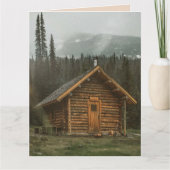 RUSTIC LOG CABIN VERJAARDAG WENSKAART KAART (Voorkant)