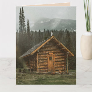 RUSTIC LOG CABIN VERJAARDAG WENSKAART KAART