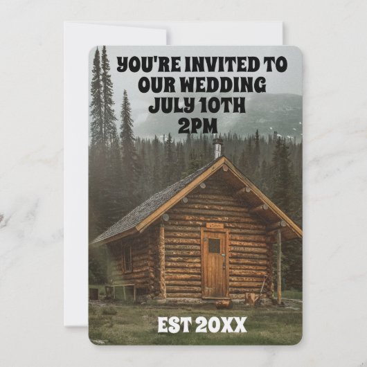 RUSTIC LOG CABIN WEDDING INVITATIONS PERSONALISEER KAART (Voorkant)