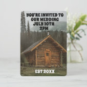 RUSTIC LOG CABIN WEDDING INVITATIONS PERSONALISEER KAART (Staand voorkant)