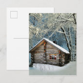 Rustic Log Cabin Winter Magic Aankondigingskaart (Voorkant / Achterkant)