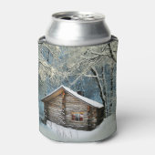 Rustic Log Cabin Winter Magic Blikjeskoeler (Blikje Voorkant)
