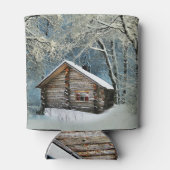 Rustic Log Cabin Winter Magic Blikjeskoeler (Achterkant)