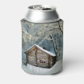 Rustic Log Cabin Winter Magic Blikjeskoeler (Blikje Achterkant)
