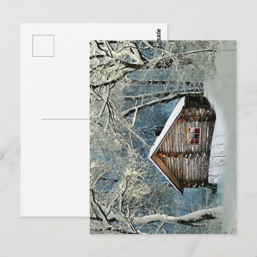 Rustic Log Cabin Winter Magic Briefkaart (Voorkant / Achterkant)