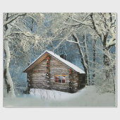 Rustic Log Cabin Winter Magic Cadeaupapier (Vlak)