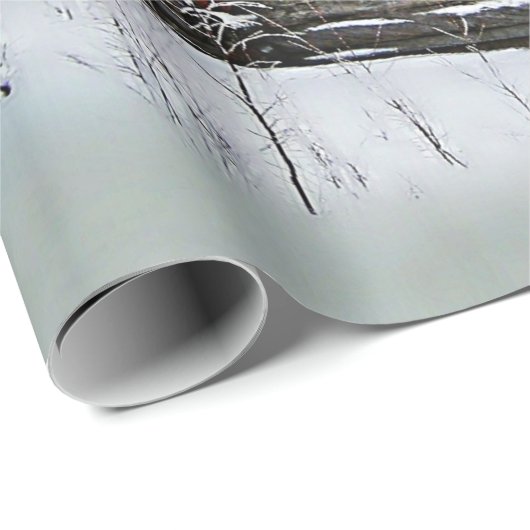 Rustic Log Cabin Winter Magic Cadeaupapier (Rol Hoek)