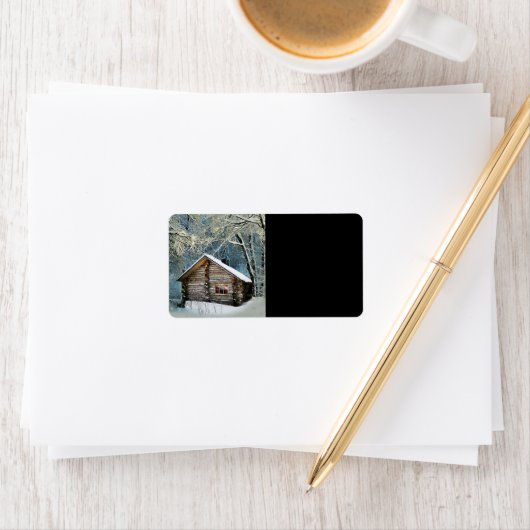 Rustic Log Cabin Winter Magic Etiket (Insitu)