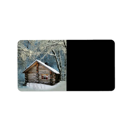 Rustic Log Cabin Winter Magic Etiket (Voorkant)