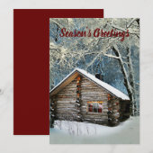 Rustic Log Cabin Winter Magic Feestdagenkaart (Voorkant / Achterkant)
