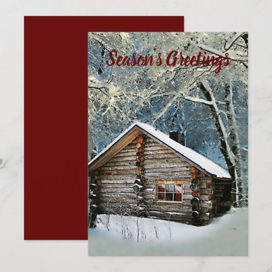 Rustic Log Cabin Winter Magic Feestdagenkaart (Voorkant / Achterkant)