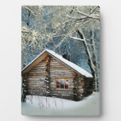 Rustic Log Cabin Winter Magic Fotoplaat (voorkant)