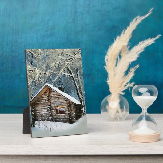 Rustic Log Cabin Winter Magic Fotoplaat (Zijkant)