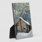 Rustic Log Cabin Winter Magic Fotoplaat (Zijkant)