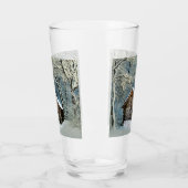 Rustic Log Cabin Winter Magic Glas (Links)