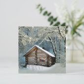 Rustic Log Cabin Winter Magic Kaart (Staand voorkant)