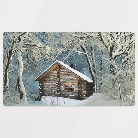Rustic Log Cabin Winter Magic Labels (Design 1)